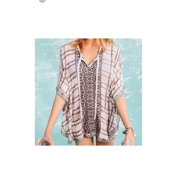 Johnny Was Cherpas Embroidered Poncho Top Women S Pullover Keyhole Tie Slits - Picture 13 of 13